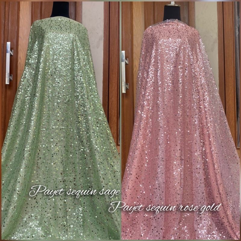 NEW PROMO!!! KAIN BAHAN TILE PAYET MUTIARA SWAROSKI / BAHAN KEBAYA BROKAT TULLE.