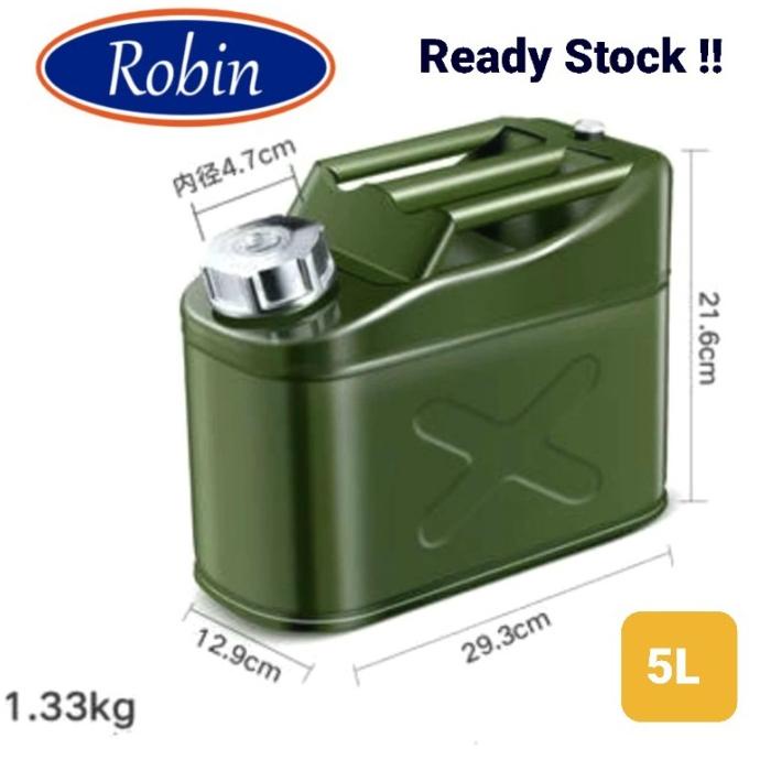 jerigen 5liter jerry can 5l besi tempat cadangan bbm solar bensin