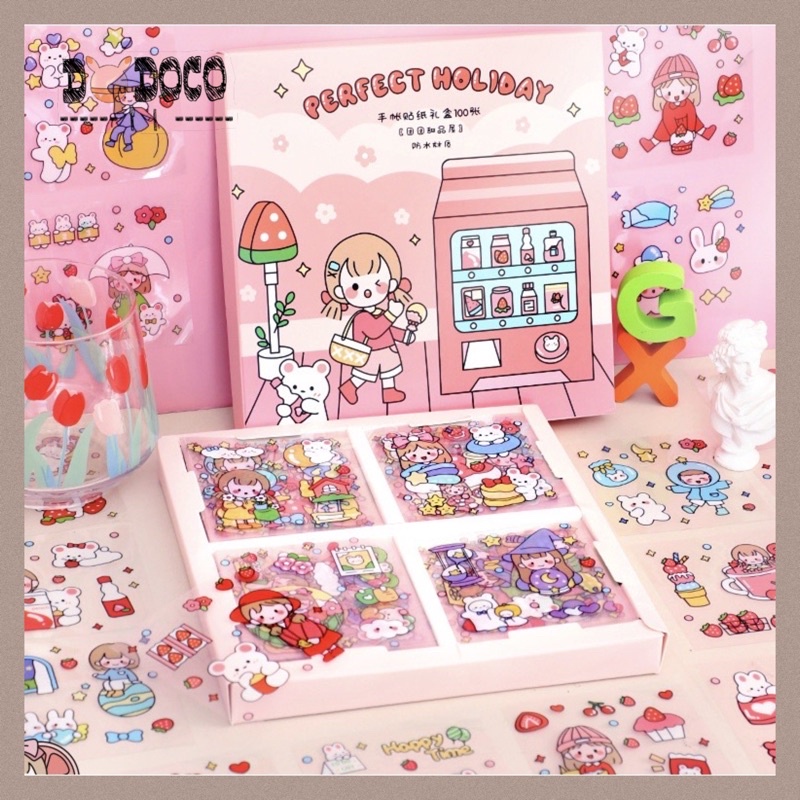 

Stiker 1 Box isi 100 Lembar Sticker Bening Buat Tempel Di Botol Minum