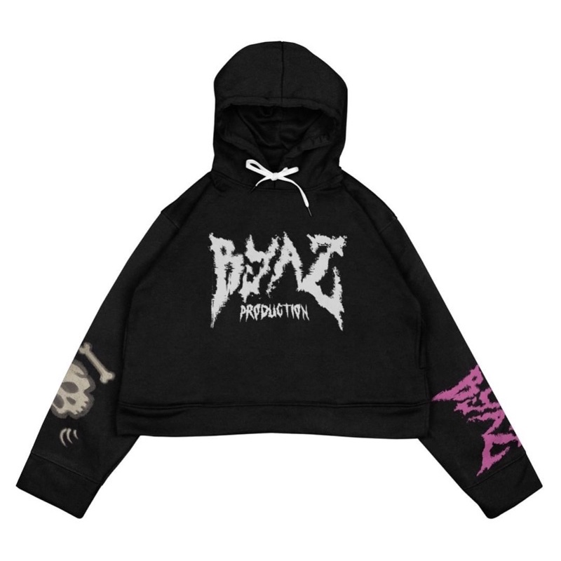 Hoodie Crop Oversize Unfinished WORDS DEATH BYAZ ORIGINAL