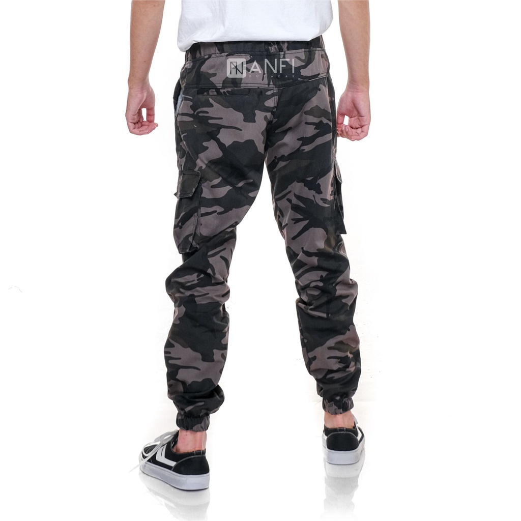 CELANA JOGGER CARGO MOTIF LORENG PINGGANG FULL KARET