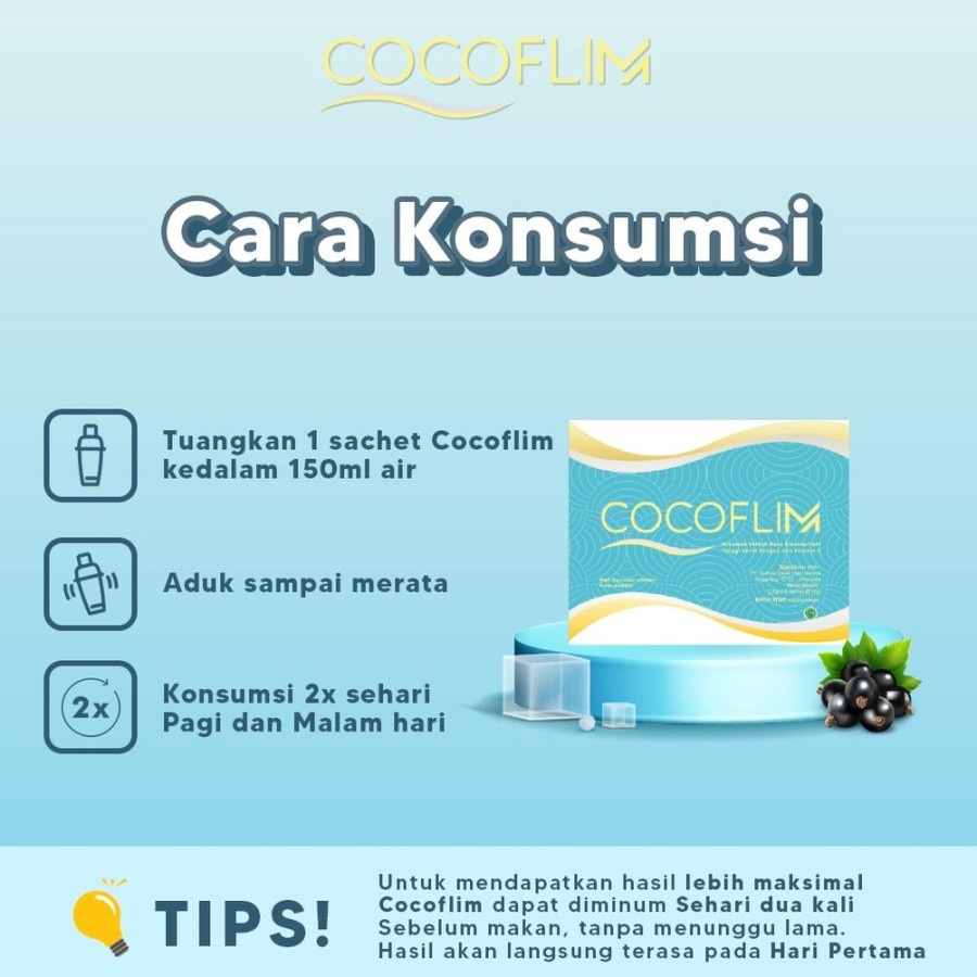 COCOFLIM 1 Box 15 Sachet Halal BPOM / Coco Slim Coco Flim Fiber Minuman Serat Pelangsing Diet Detoxs Pelancar BAB / Original 100%