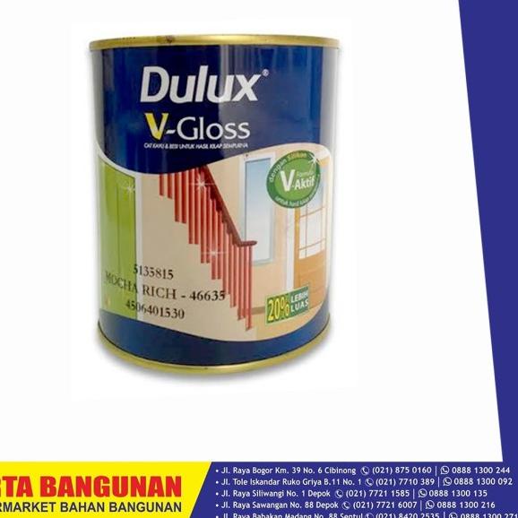 DULUX V-GLOSS CAT KAYU BESI 1 LITER WHITE / BLACK DOFF - PUTIH DOFF