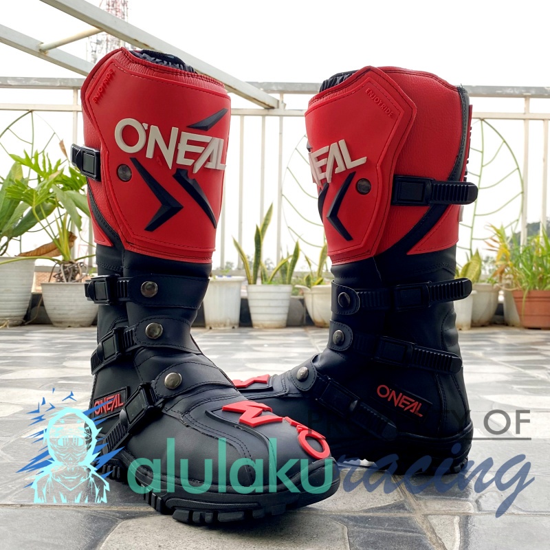 Sepatu Trail Boots Motocross MX Lokal Premium Best Quality - Red Black