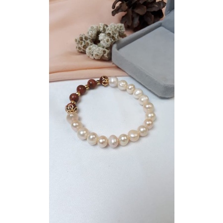 Mutiara Lombok Asli | Gelang mutiara air tawar kombinasi batu alam