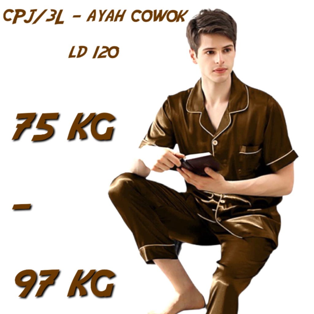 {PART2}Piyama Baju Tidur Jumbo Pria / Cowok Ld 120 130 140 Set Celana Bahan Satin Silk Premium