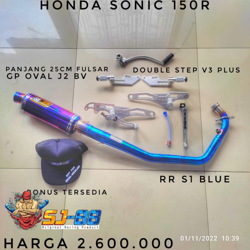 Knalpot sj88 sonic 150r paket ub v3 double step rr s1 blue gp oval j2 bv
