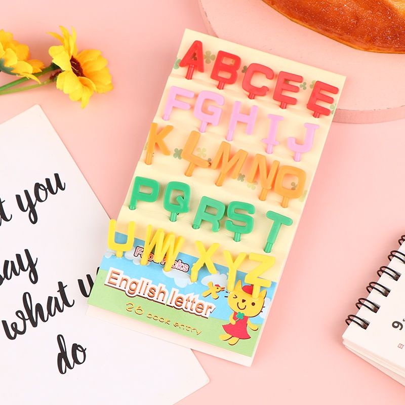 FOOD PICK BENTO HURUF ALFABET WARNA-WARNI / FOOD PICK BEKAL ANAK HURUF WARNA-WARNI