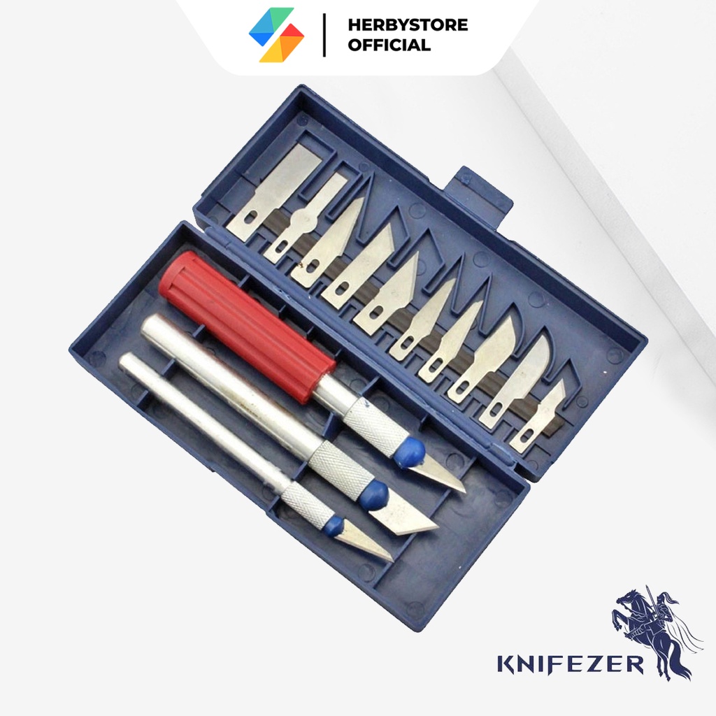 

KNIFEZER Pisau Sayat Okulasi Bonsai Kelapa Set Pisau Ukir Seni 13 in 1 Crafting Knife 3 Handle