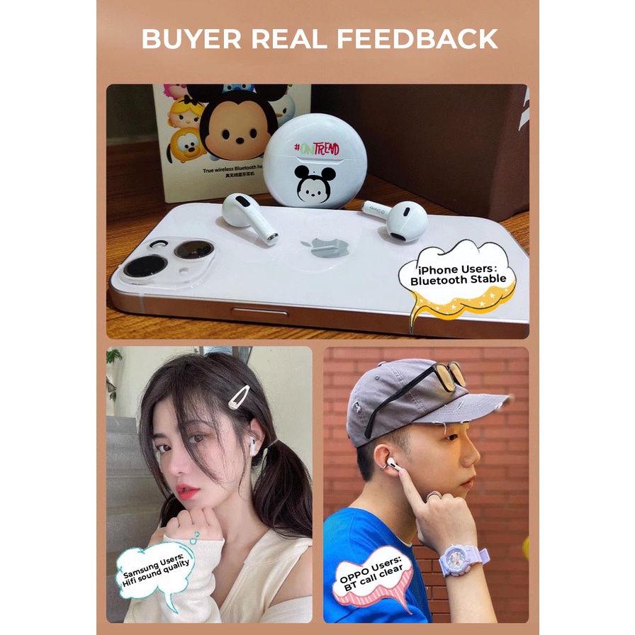 100% Authentic Disney KD17 Wireless Headset TWS Bluetooth Earphone Cute Cartoon HIFI Stereo Earbuds in-Ear Noise Reduc