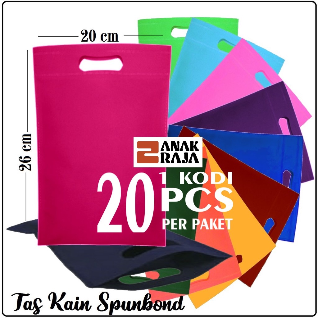 

1 Kodi isi 20 Tas Kain Spunbond / Goodie Bag Model Oval Ukuran S = 20x26 cm Kantong Souvenir Murah