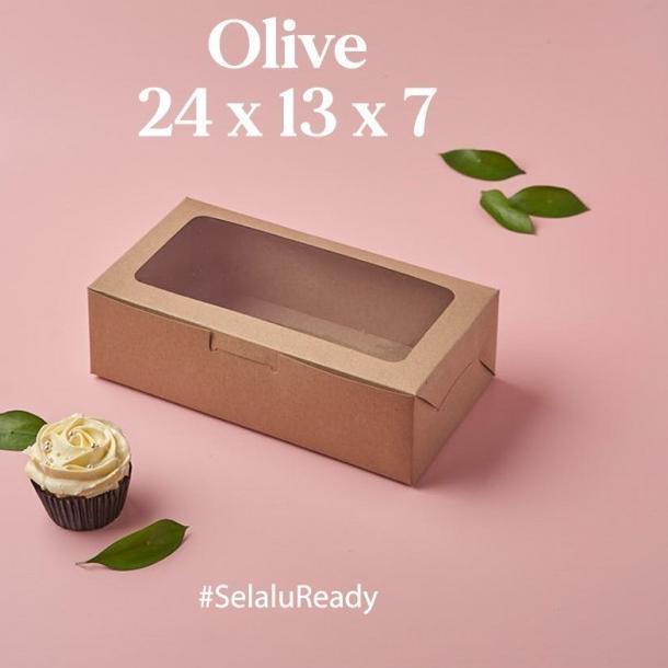 

[Digipack] Olive Brown Window Cake Box 24 x 13 x 7 | Kotak | Dus Kue