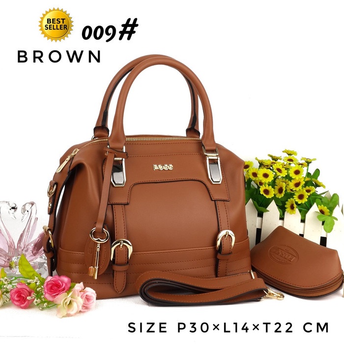BARU READY Tas wanita batam FOSSIL 009 GESPER tas fosil handbag import murah - Cokelat MURAH