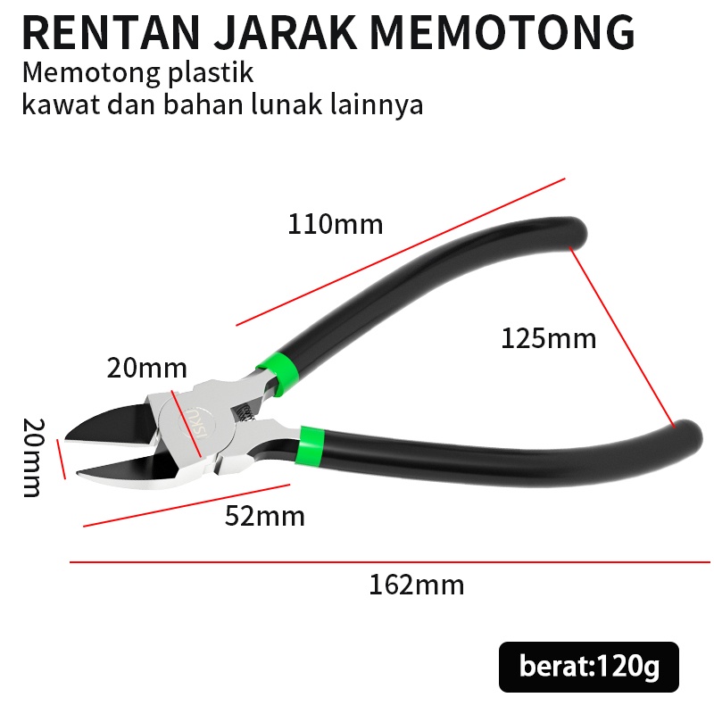 ISKU Plastic Cutting Nippers 6 inch/Tang Potong Kawat 6 inch Carbon steel/pemotong kawat bracket gigi