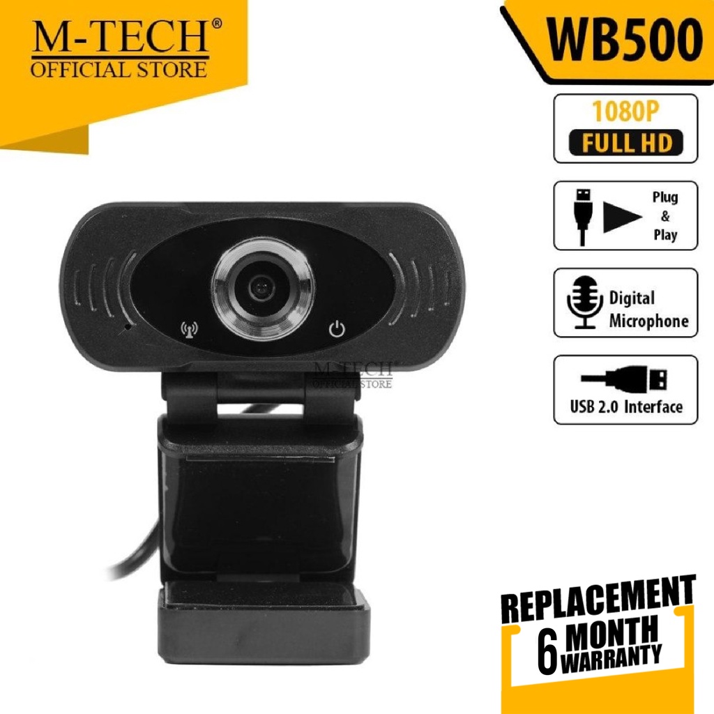 M-TECH ORIGINAL Webcam WB500 Web Camera Full HD Streamer 1080P With Microphone