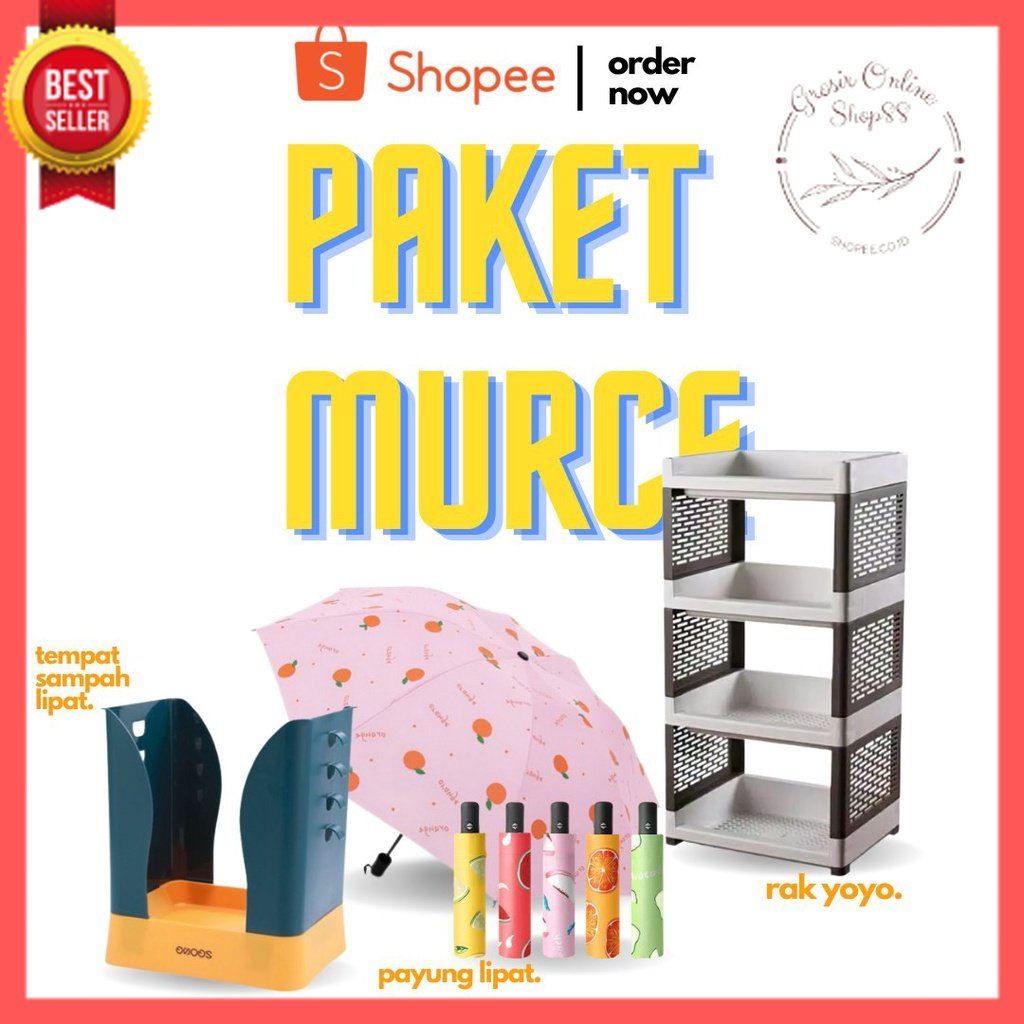 GOS - &quot;PAKET MURCE&quot; RAK YOYO + TEMPAT SAMPAH LIPAT + PAYUNG LIPAT OTOMATIS