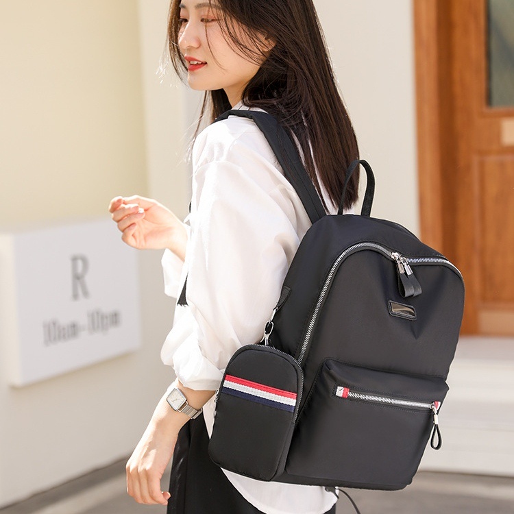 TAS RANSEL WANITA KOREA BONUS POUCH IMPORT ANTI AIR HITAM HANAGA TA705B5 BACKPACK CEWEK BESAR PREMIUM GENDONG PUNGGUNG SEKOLAH KULIAH KERJA REMAJA KEKINIAN SIMPLE FASHION BRANDED