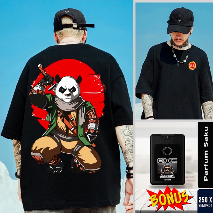 OVERSIZE T SHIRT ANIME SAMURAI PANDA KAOS JEPANG SAMURAI BIG SIZE UP 5XL
