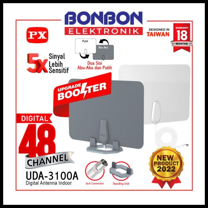 Px Antena Tv Digital Analog Indoor Dinding Dvbt2+Booster Px Uda-3100A