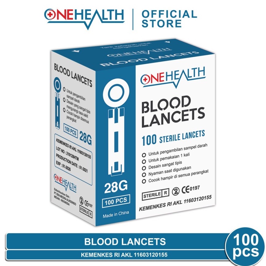 Blood Lancet 28G Onehealth Lancet Easy Touch Lancet GlucoDr Jarum 28G - Blood Lancet Glucodr Autocheck Necco untuk semua merk alat gcu elvasense