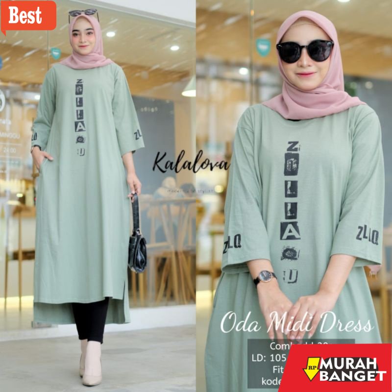 model dress terbaru 2022 Baju Midi Dress Kaos Zolaqu Oda Midi Dress By Kalalova