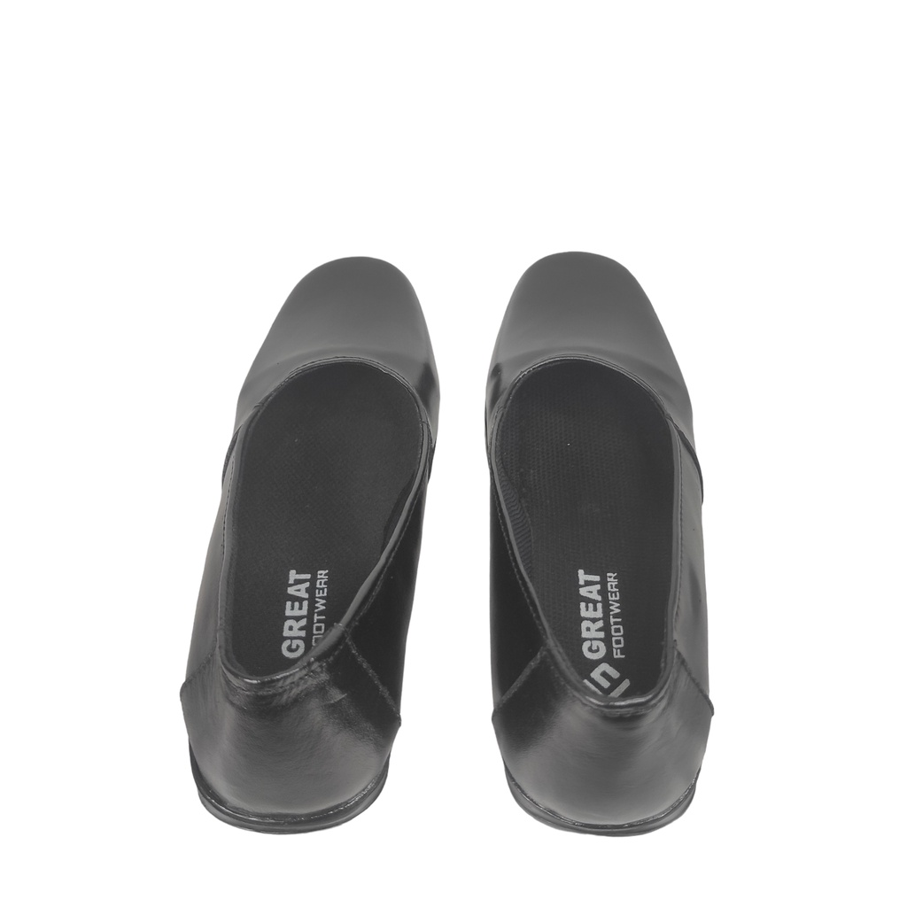 Sepatu Pantofel Wanita Kulit Asli Sepatu Flat Balet Kerja Kantor Sekolah Casual Formal Hitam Kulit Asli Termurah Great Footwear P671