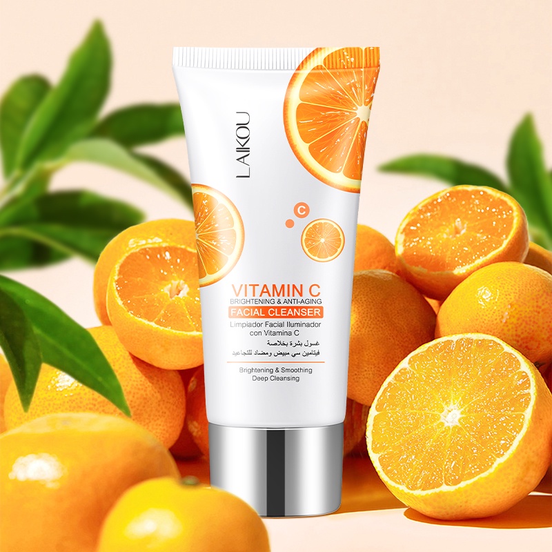 LAIKOU Vitamic C Cleanser Foam Facial Wash Membersihkan Pori-pori Mengurangi Kekusaman 40g