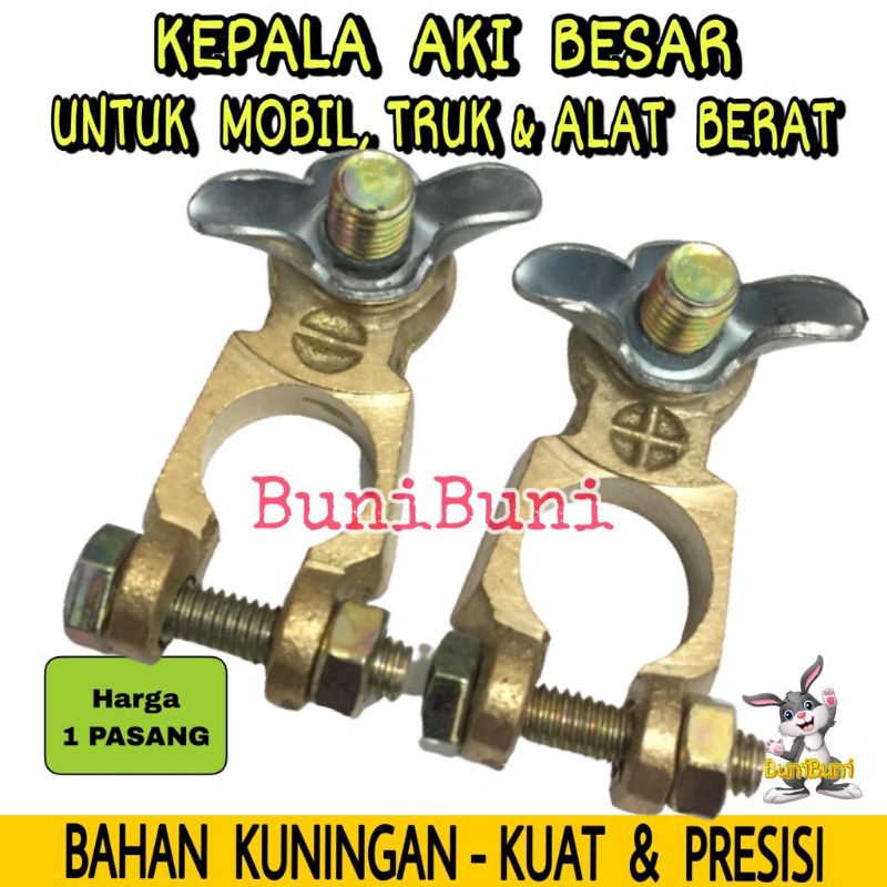 Kepala Aki Mobil N70 KUNINGAN / Klem Aki Kuningan BESAR Untuk Mobil / Truk &amp; Alat Berat