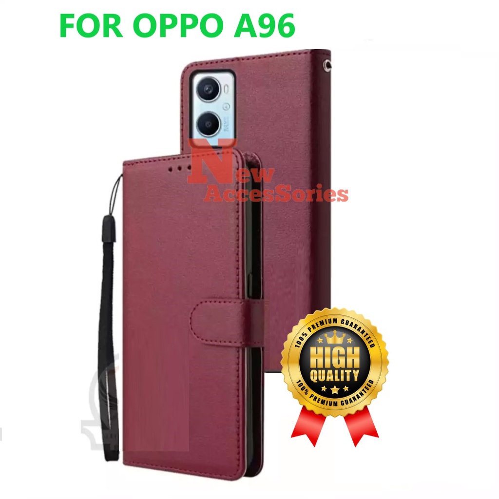 SARUNG DOMPET OPPO A96 LEATHER CASE FLIP COVER SARUNG DOMPET BUKU KULIT FLIP CASE PREMIUM QUALITY