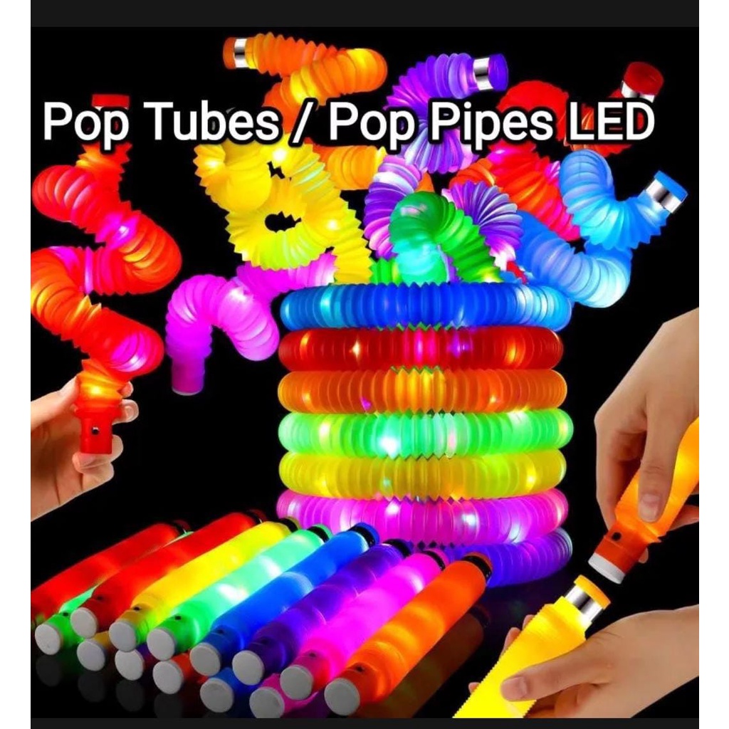 Jual Mainan Pop Tube LED Pop Tubes LED Fidget Pop Tubes Sensory Toys Mainan Selang