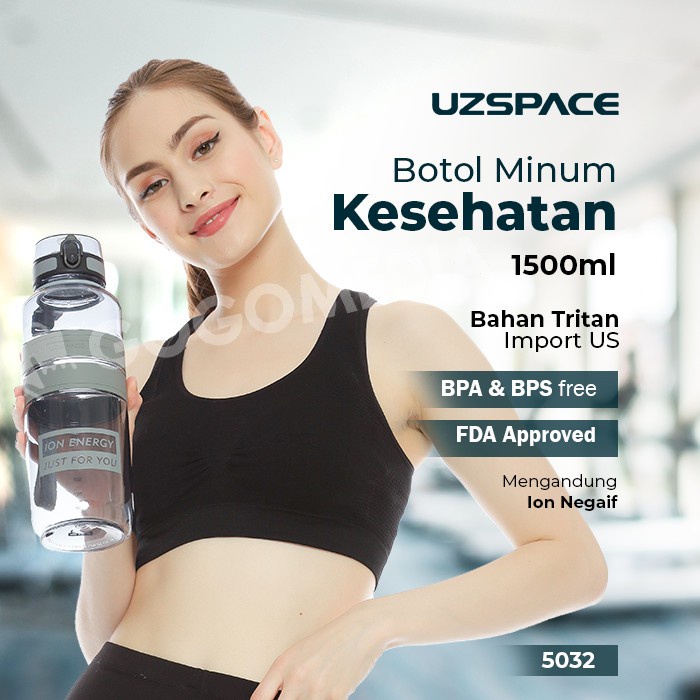 UZSPACE Magic Ion Energy Botol Minum Kesehatan Alkaline 1.5L 1.5 Liter Original Premium Tritan BPA F