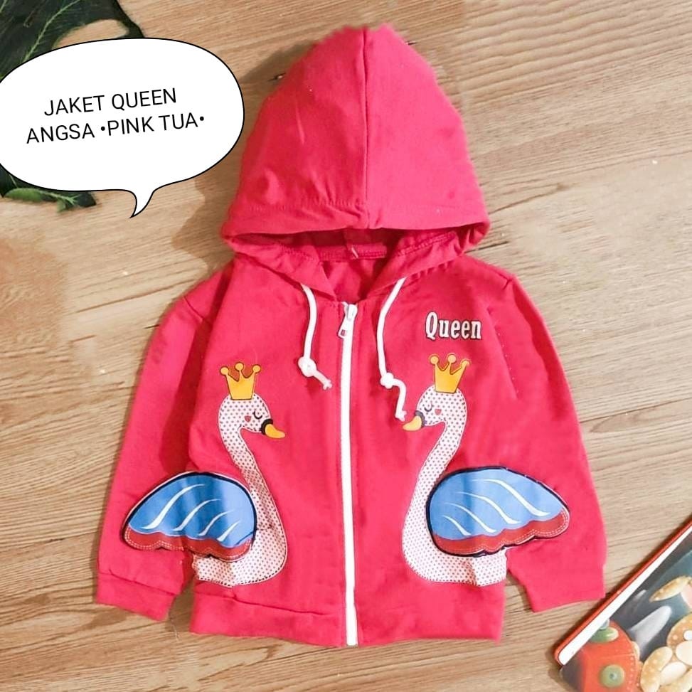 Jaket Bayi Perempuan / Baju Atasan Anak Cewek Hoodie Usia 3-12 Bulan Motif Jaket Hug Me Dan Angsa