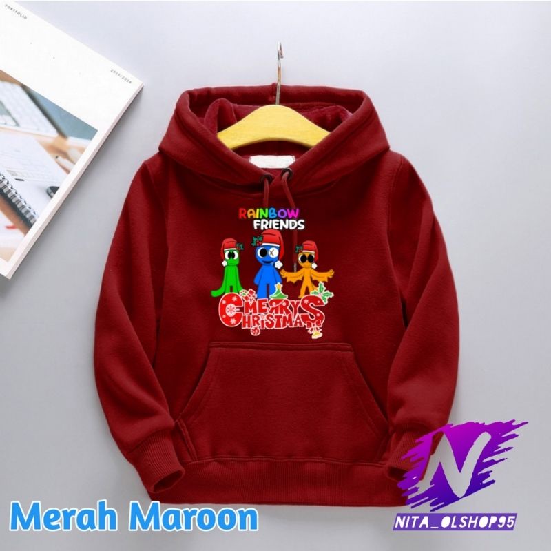 sweater jaket anak rainbow friends merry christmas