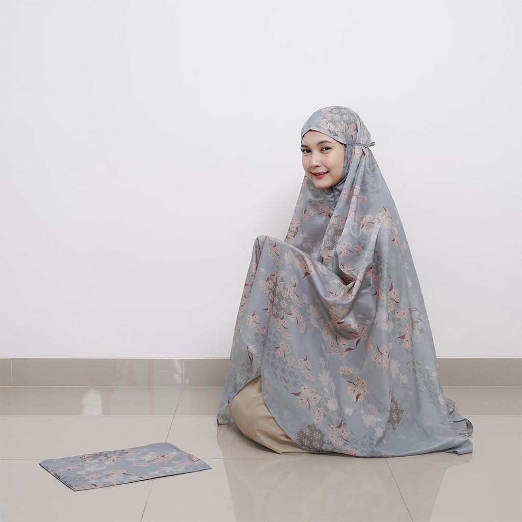 ALIF MUKENA MINI MOTIF PARASUT PREMIUM KOREA TRAVEL - JASMINE IN KHAKI ( MKN-209 )