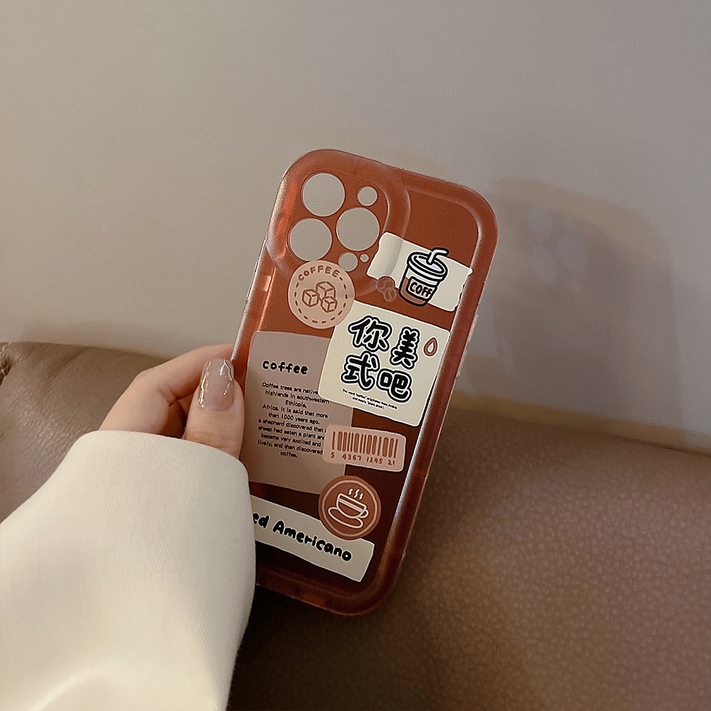 IPHONE Ins Iced Americao Coffee Silicone Case Untuk Iphone14 11 12 13 PRO MAX Casing Cover Pelindung AT0182