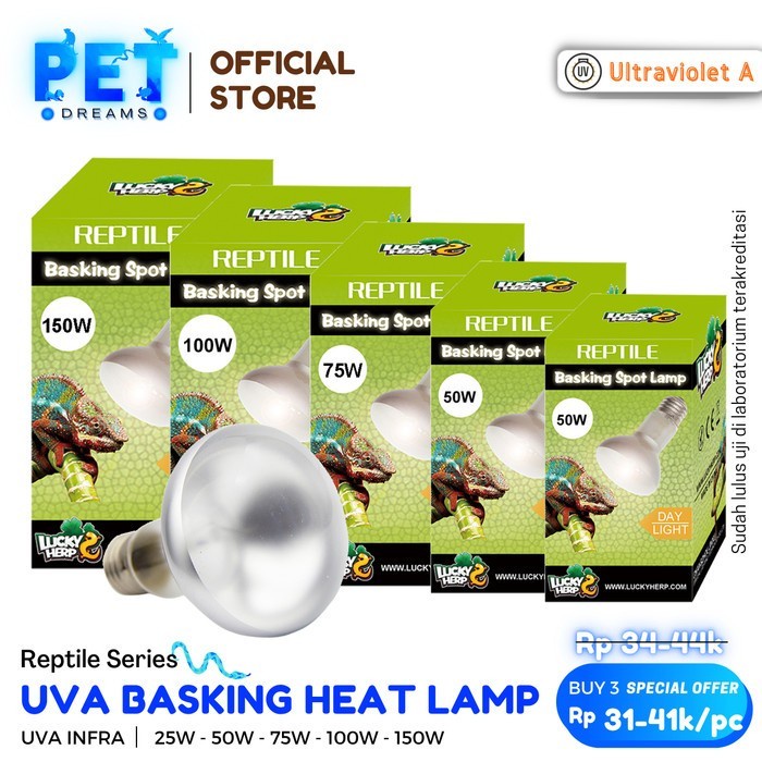 PROMO LAMPU UVA LUCKY HERP BASKING SPOT PEMANAS REPTIL TORTO SULCATA