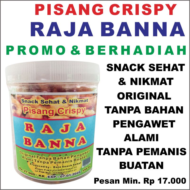 

KERIPIK PISANG RAMBAK PISANG RAJA BANNA Istimewa Promo Snack Sehat dan Nikmat 155 gram Renyah Crispy Original Tanpa Bahan Pengawet, Alami Tanpa Pemanis Buatan Kemasan Toples KRIPIK PISANG BANANA CRUNCH SELE ANNUR KARANGAYU 2557 KERIPIK Pisang Crispi
