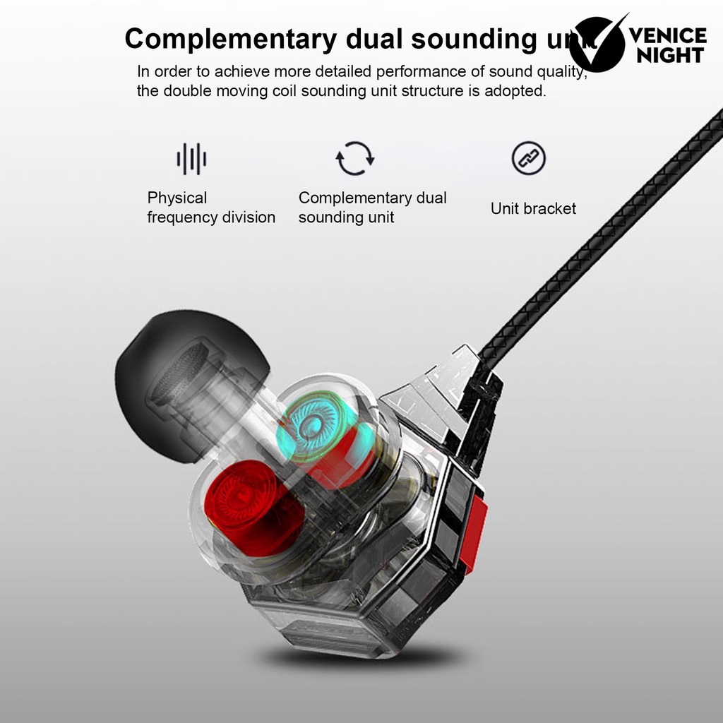 (VNEP) (Berkabel) Earphone High Fidelity Intelligent Noise Cancelling Universal 3.5mm In-ear Student Surround Gaming Earbud untuk Panggilan