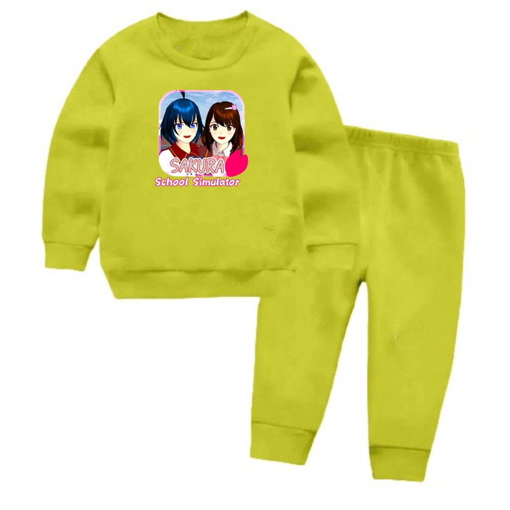 Setelan Sweater Anak SAKURA Basic Oblong Size S,M,L/COD