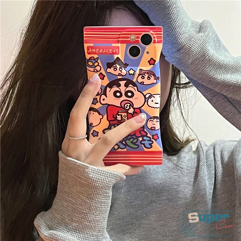 Soft Case TPU Motif Kartun Crayon Shinchan Untuk iPhone 14 11 12 13 Pro Max XR X Xs Max 8 7 6 6s Plus SE 2020