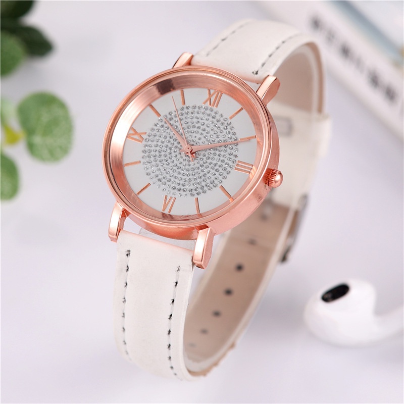 RRNS 127 Jam Tangan Casual Wanita Analog Kecil Dial Bulat Dengan Strap Pu Leather Korean Fashion