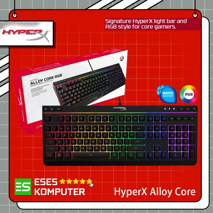 Keyboard HyperX Alloy Core RGB - Membrane Water Resistant - Gaming