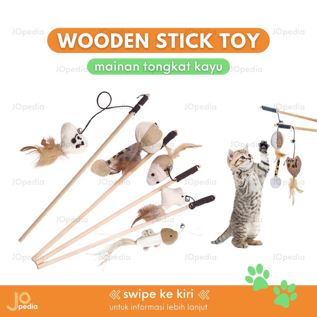 TONGKAT KAYU BULU A Mainan Kucing Stik Wooden Stick Toy Cat Teaser