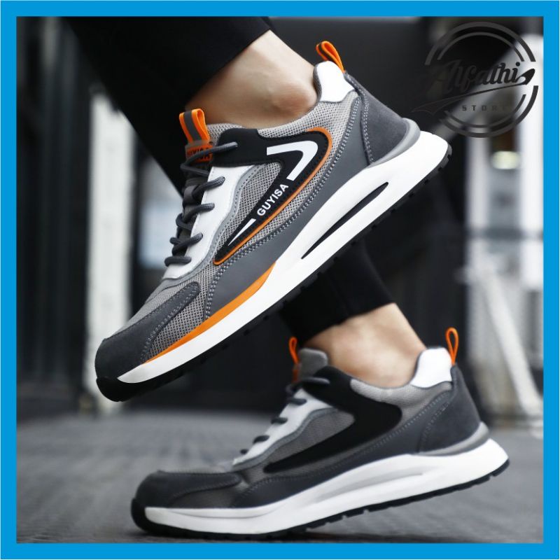 AlFathi Sepatu Safety Sneakers Sport New Guyisa Grey Orange