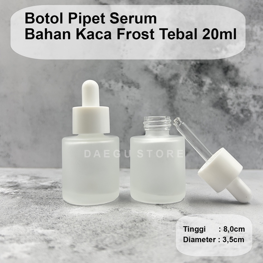 Botol Pipet Kaca 20ml Frosted Doff Bahu Datar Serum Kaca Tebal Dropper