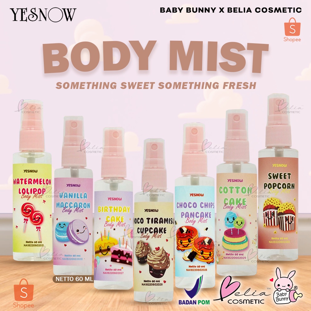 ❤ BELIA ❤ YESNOW Body Mist 60ml | Sweet &amp; Fresh | Parfum | Perfume Tahan Lama | Segar | BPOM