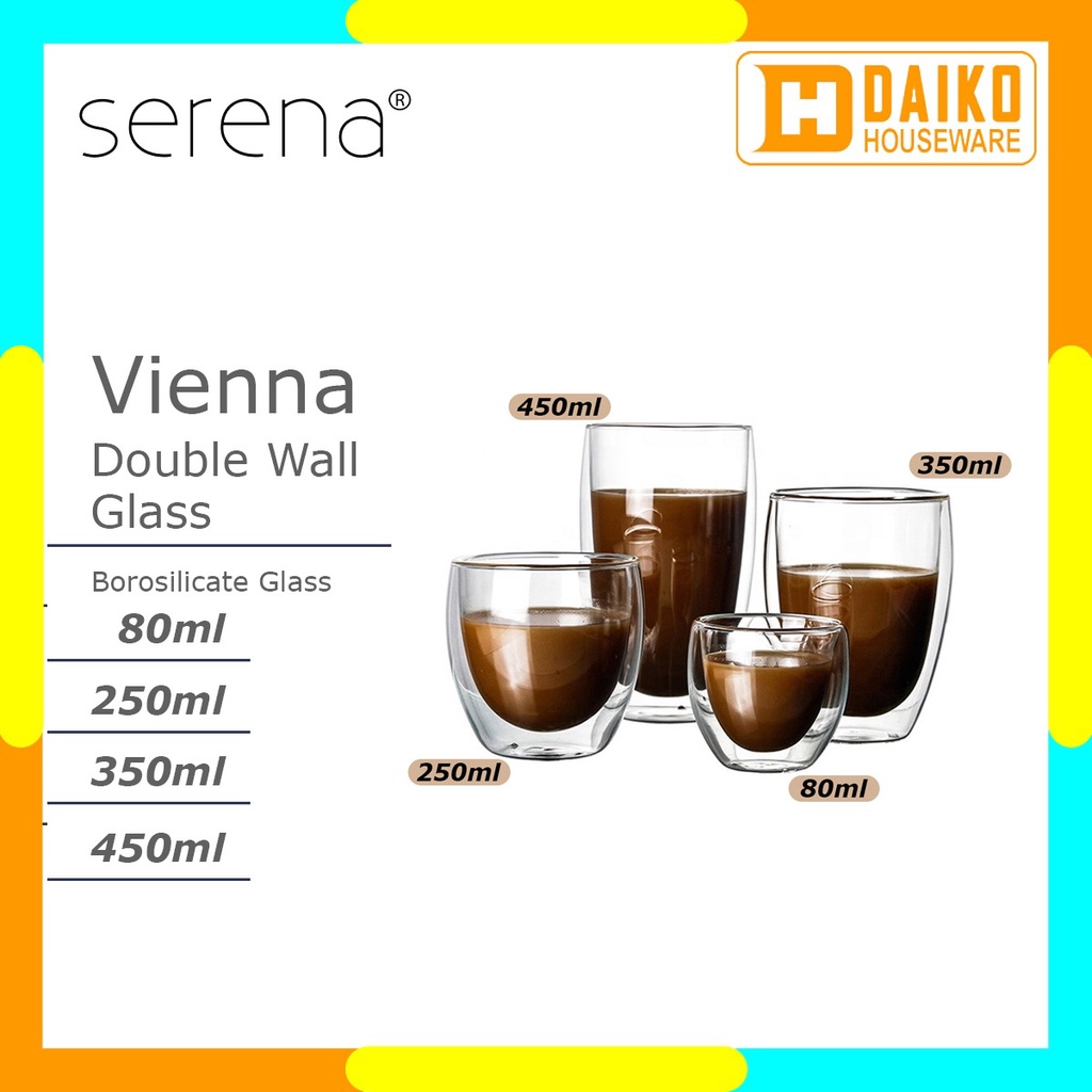 Gelas Double Wall Serena Vienna - Cangkir Teh Kopi Borosilicate