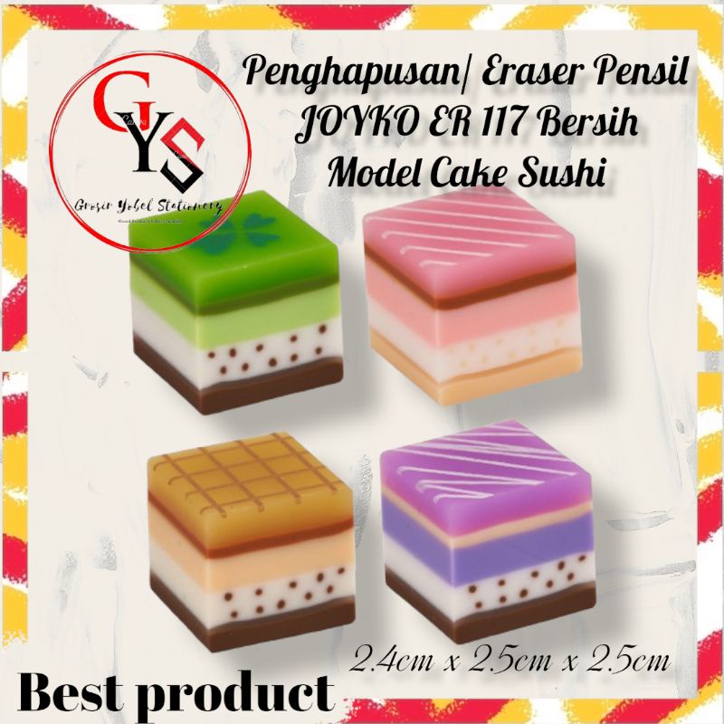 

Joyko Penghapus Eraser Stip ER 117 (PCS) /Penghapus Karet Pensil Cake Sushi lucu Bersih ORI