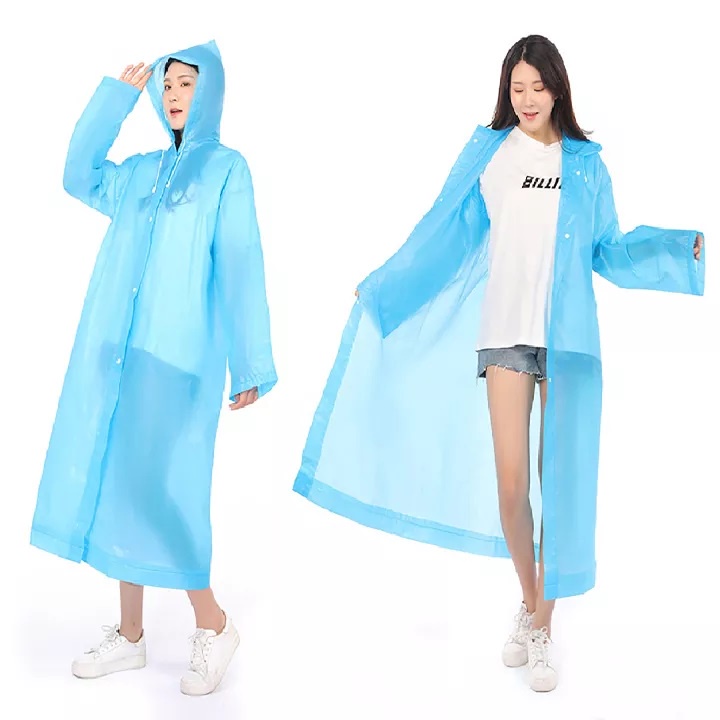 Jas Hujan BAHAN EVA TEBAL Dewasa Model Poncho Waterproof  POLOS / Jubah Terusan Musim Ujan Untuk Motor Anti Basah / Jas Hujan Mantel Korea + Hoodie Semi Transparan Anti Air MOTIF POLKADOT / Raincoat Lightweight Unisex