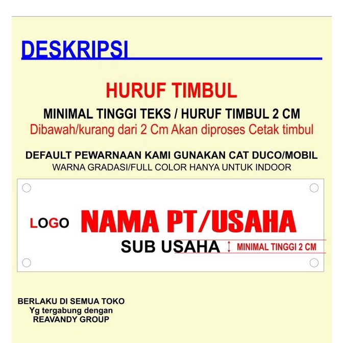 Papan akrilik | Papan Nama Toko, Kantor, Perusahaan |timbul 3 mm